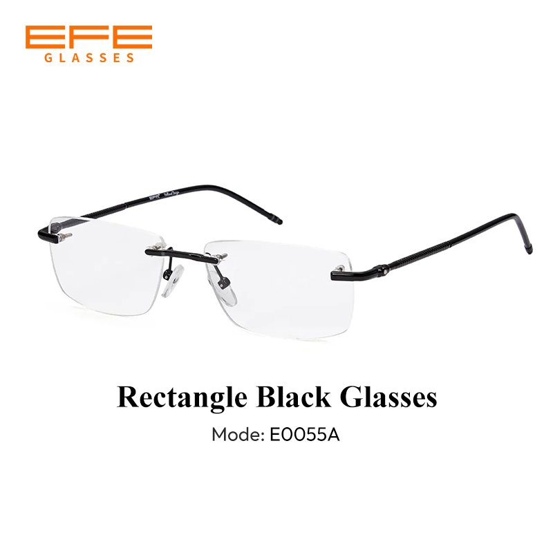 Rectangle Black Glasses E0055A