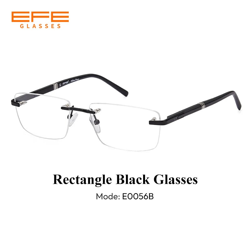 Rectangle Black Glasses E0056B