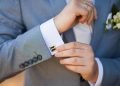 Close-up,Of,Elegance,Male,Hands.,Man,Dressed,In,Blue,Suit