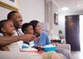 family watching tv