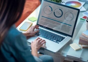 Close up of a laptop screen with presentation