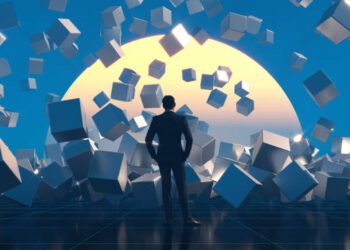 Businessman conquering adversity