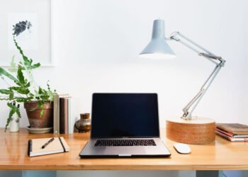 Home Office with Modern Task Lamps