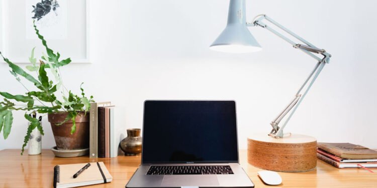Home Office with Modern Task Lamps
