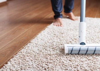 Cleaning and Maintaining a White and Beige Carpet