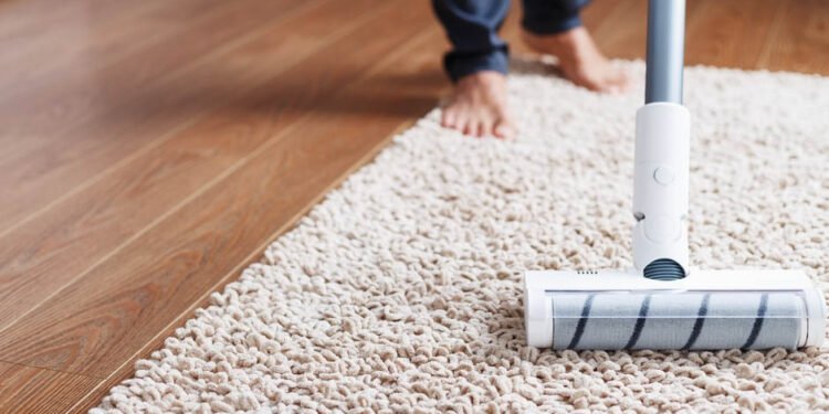 Cleaning and Maintaining a White and Beige Carpet