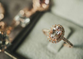 luxury diamond ring in jewelry box vintage style