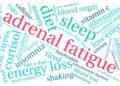 Adrenal fatigue word cloud on a white background.