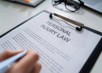 Elevated View Of Paper Of Personal Injury Law